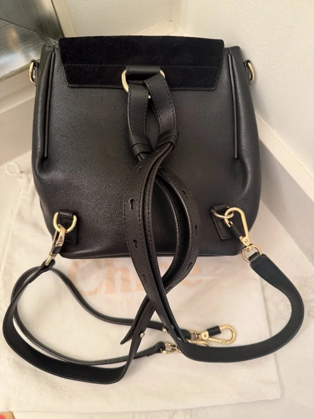 Chloé – Faye Backpack in Black (Leather & Suede) - Picture 3 of 7